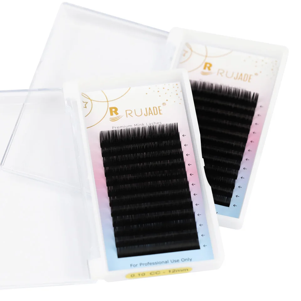 RUJADE 0.03 0.05 0.07 Russian Volume Eyelashes Extension Pinching Fans Individual Handmade Lashes Fans Silk False Mink Eyelashes