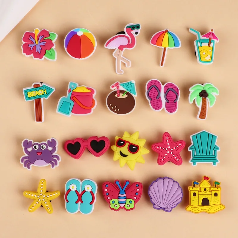 20pcs Hawaiian Beach Theme Shoe Charms Decoration Flamingo Coconut Tree PVC DIY Shoe Bracelets Accessories Summer Birthday Gifts - view 3
