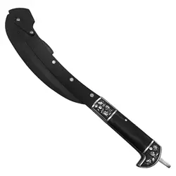 Guadaña de Hoz plegable afilada negra con funda, cortador de cepillo para cosechar cultivos, agarre cómodo, cuchillo para deshierbe de hierba de jardinería