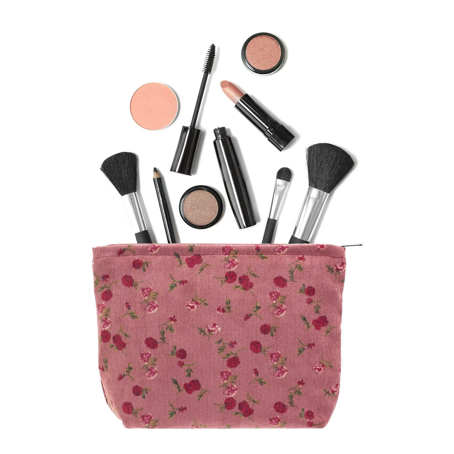 

Corduroy Rose Flower Cosmetic Bag New Clutch Bag Portable Travel Storage Bag