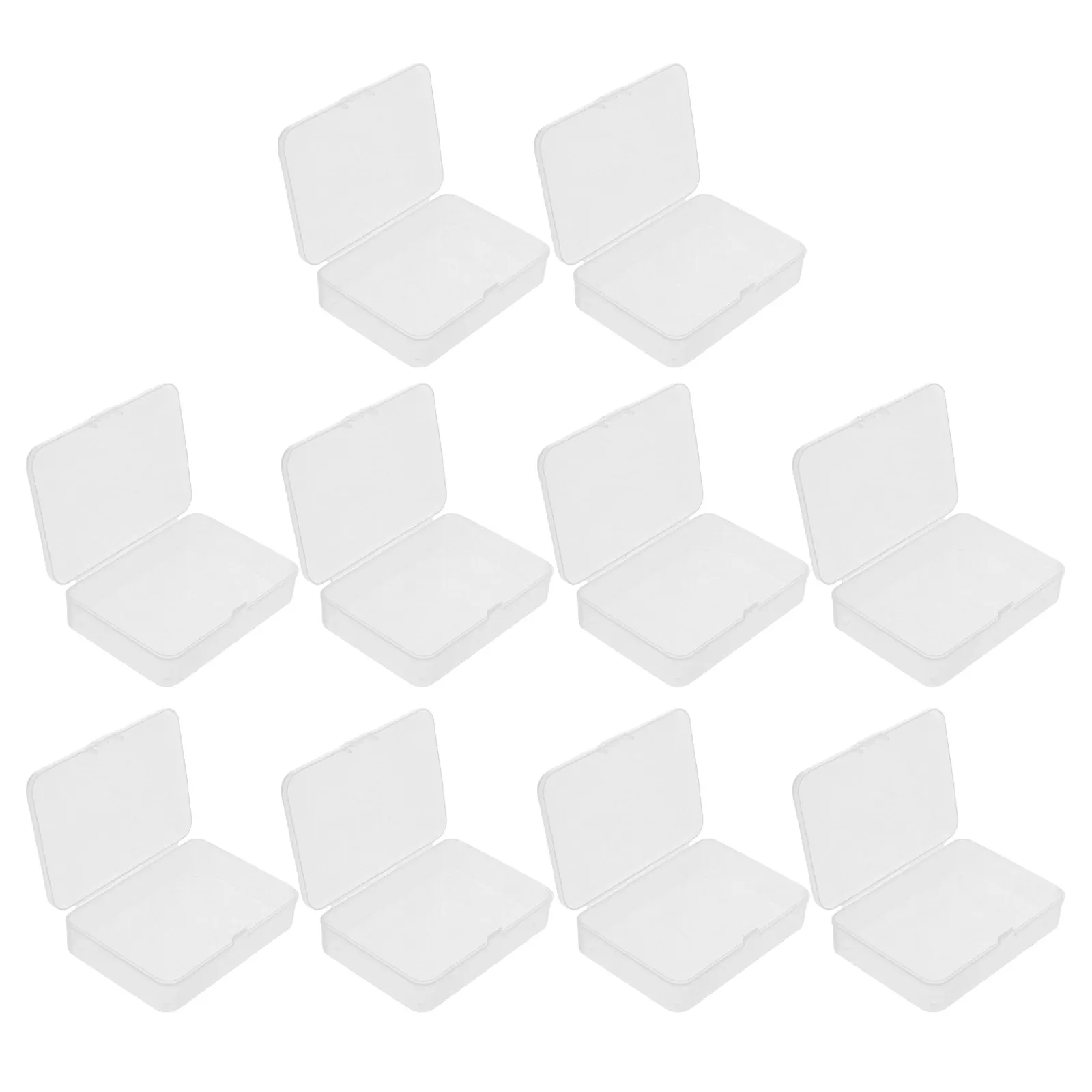 10Pcs Clear Snap Closure Storage Box Transparent Plastic Card Case for Game Cards Sports Cards Craft Supplies Coins Beads Small