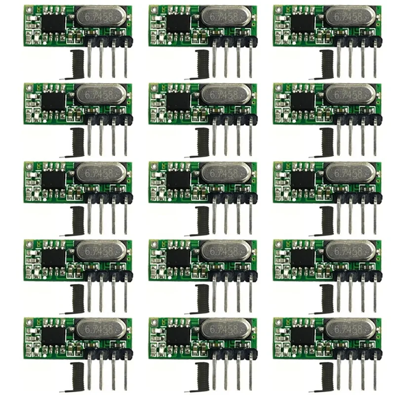 15Pcs 433Mhz RF Receiver Superheterodyne UHF ASK 433Mhz Remote Control Module Kit Small Size Low Power With Antenna