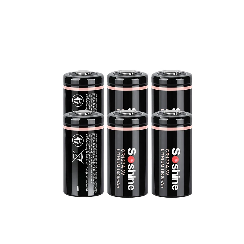 Soshine 1600mAh CR123A 3V Primary Lithium Battery 3 Volt CR123A Batteries Non-Rechargeable Li-ion Battery 10 Years Storage Life