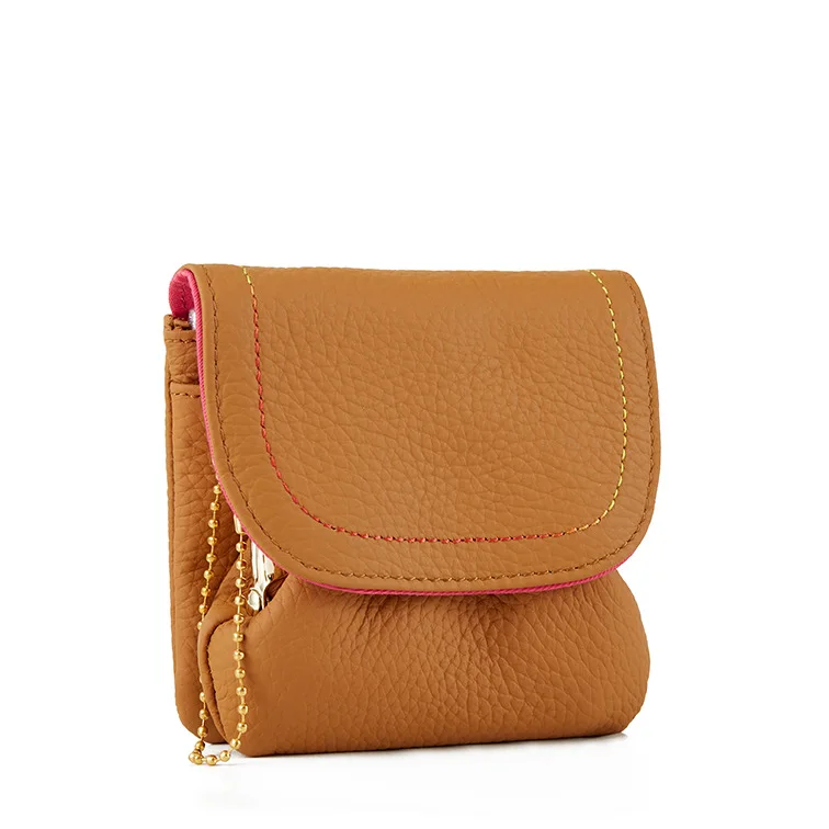 Top Layer Cowhide Coin Purse, Portable Coin Cute and Simple, Push-button Wallet, Fashionable Headphones