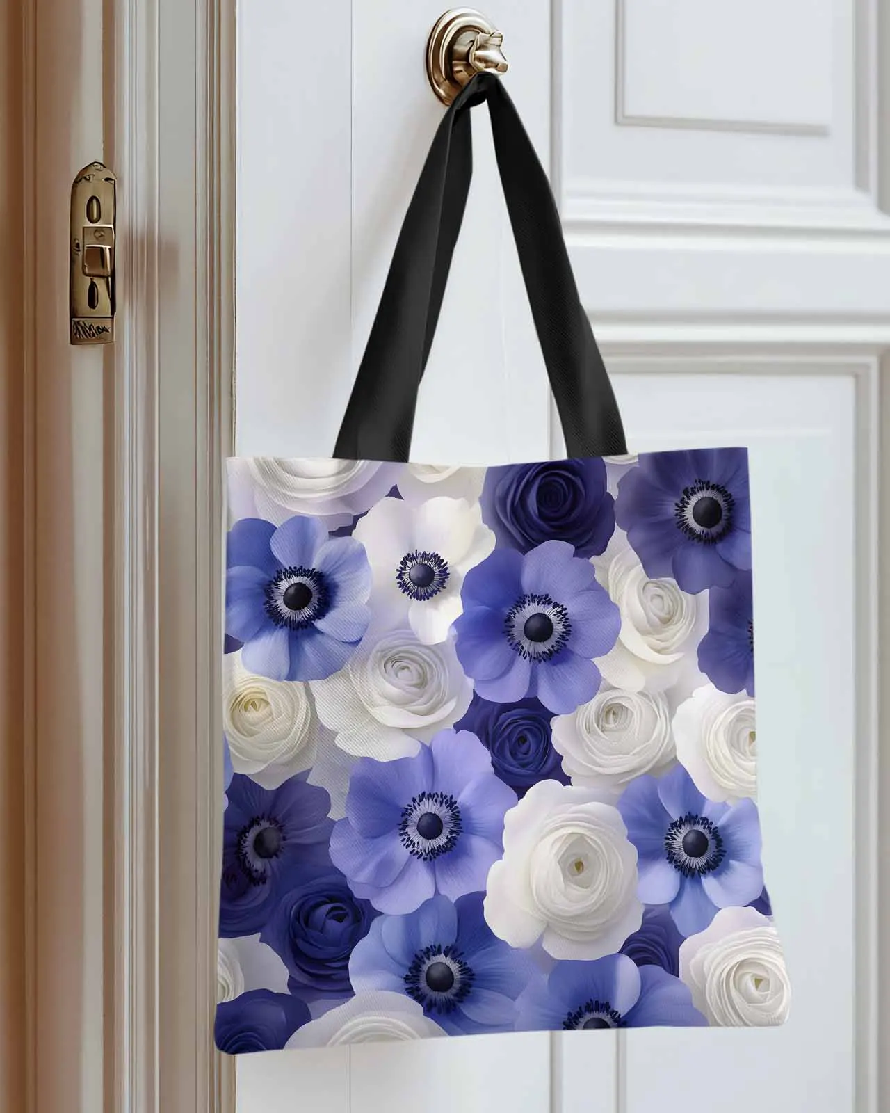 

Complex Gorgeous Purple Flower Canvas Bag Handbag Oxford Cloth Eco Shopping Storage Bag for Home Use