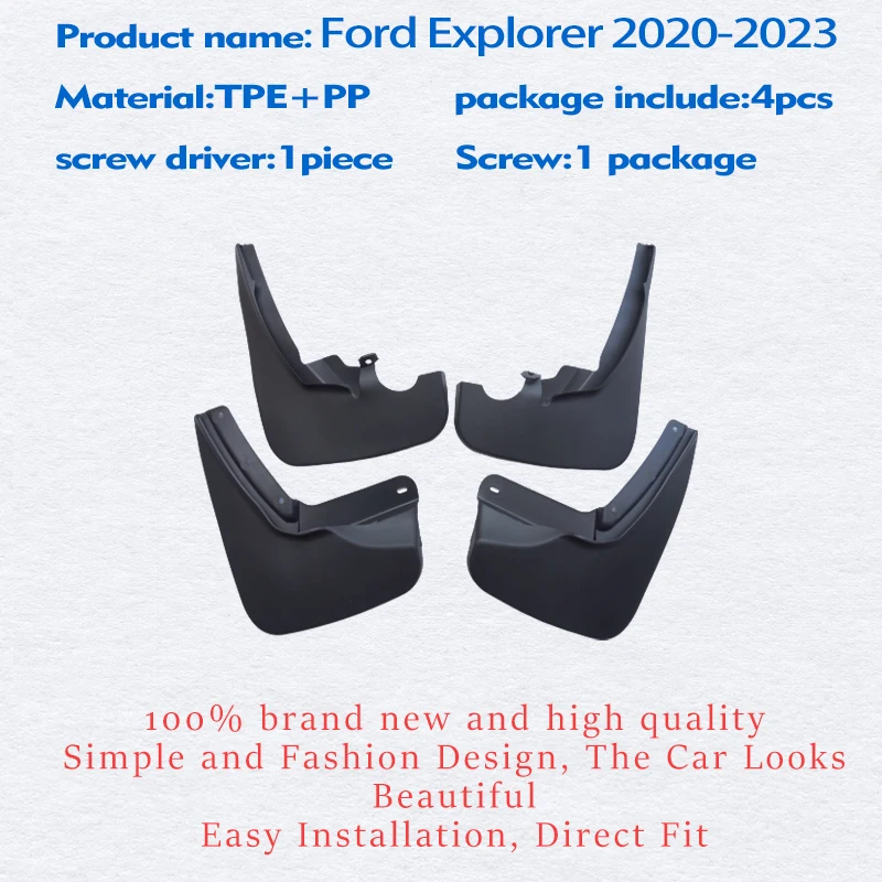 Front Rear 4pcs FOR Ford Explorer 2020 2021 2022 2023 Mudguard Fender Mud Flap Guards Splash Mudflaps Car Accessories Mudguards