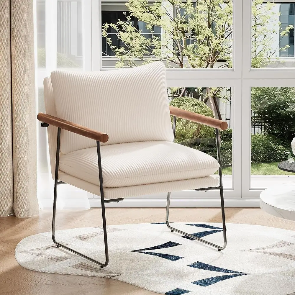 urnilivng Large Sling Accent Chair, Comortable Boucle abric Arm Chair, Upholstered Cozy Reading Chair or Living Room, Bedroom, D