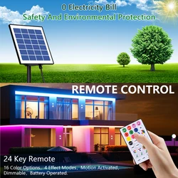 LED Solar RGB Strip Light 5M/10M IP68 waterproof outdoor garden Christmas decoration Garland solar cord light fairy strip.