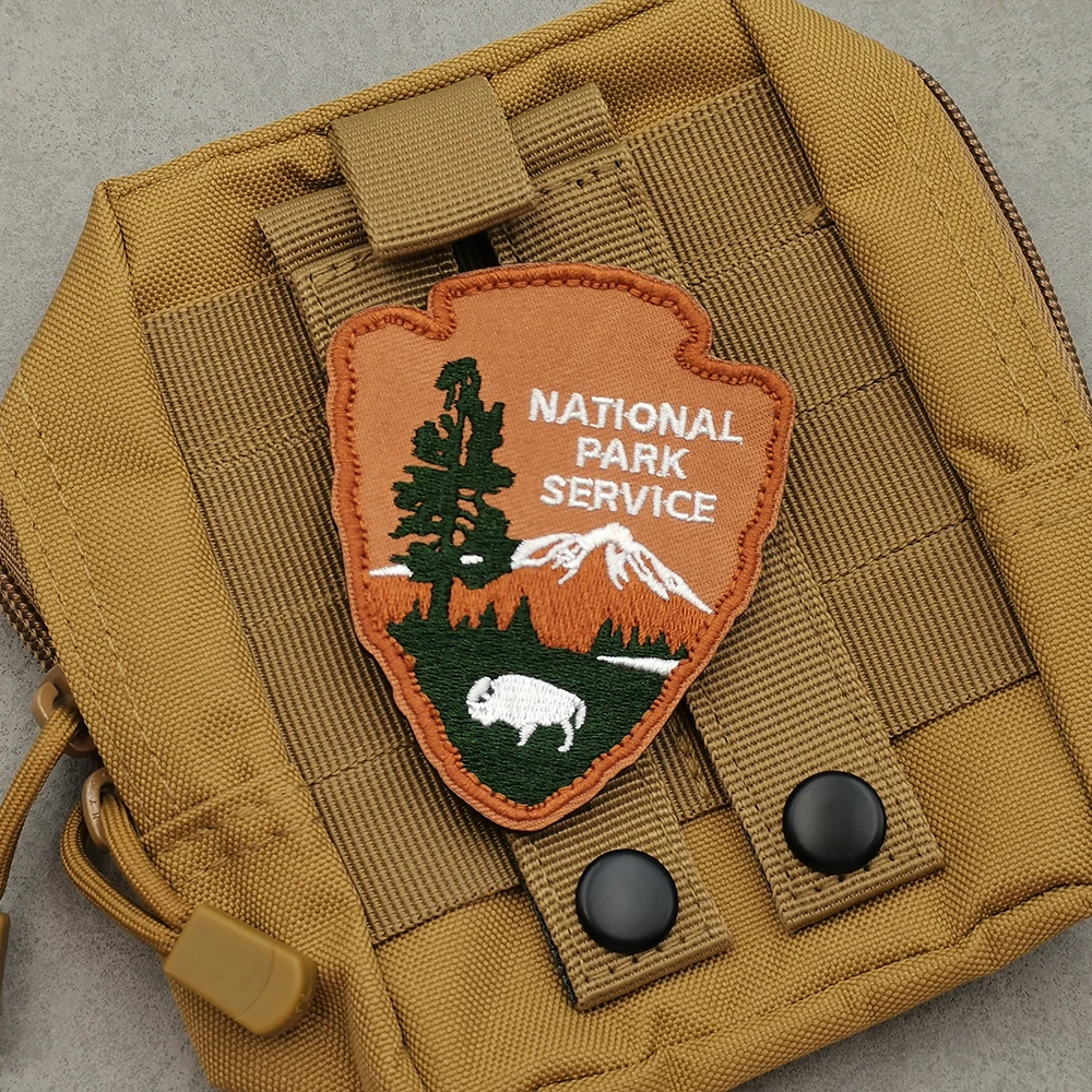 National Parks Green Man Travel Natural Service Funny Clothing Label Applique Patch Travel Nature Adventure Letter Patch For Bag