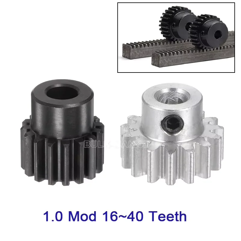 Módulo de 2 uds 1,0 Mod 16T 20T 32T 40T Motor de piñón de engranaje rueda dentada recta de Metal compatible con Motor NEMA23 para perfil estándar de