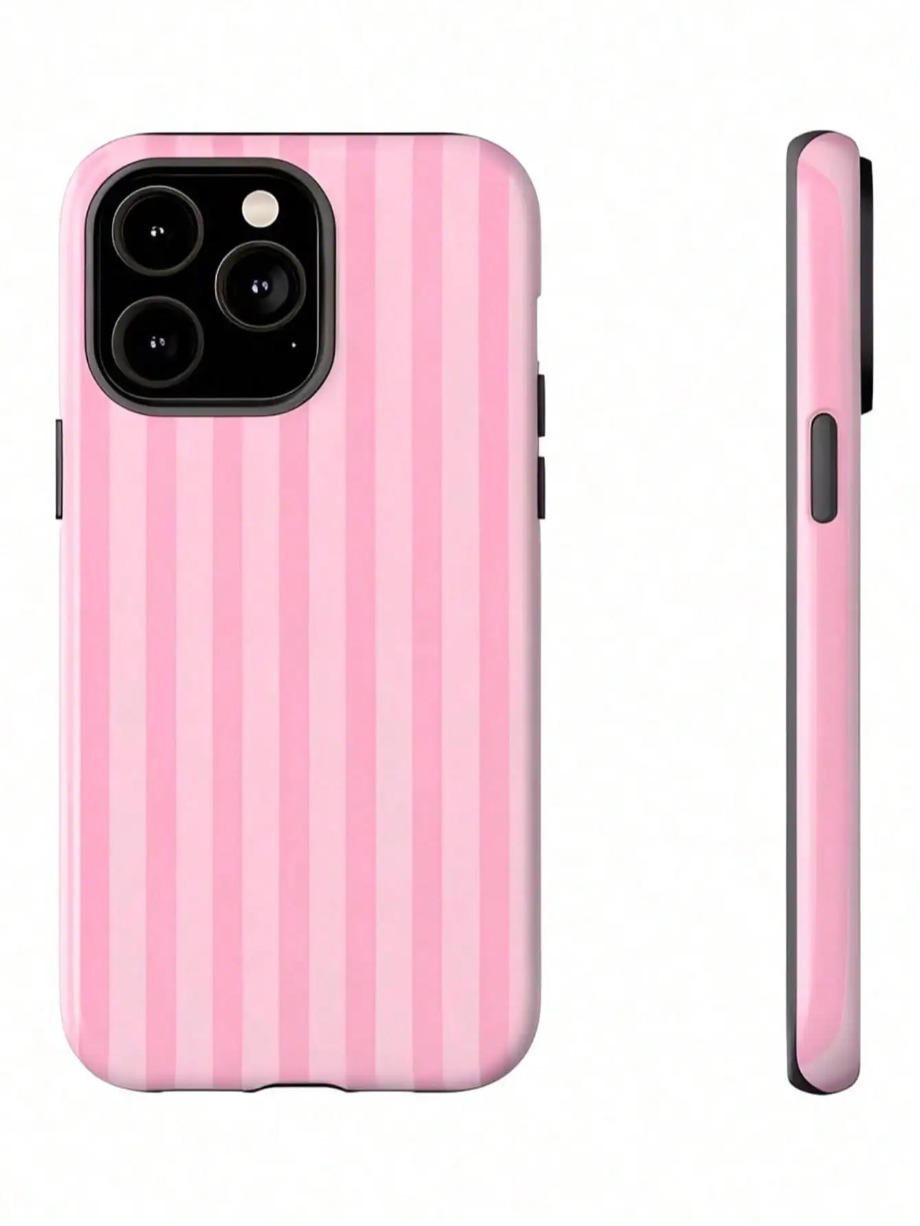 

Pink Fashion Striped 2-In-1 Matte Striped Pattern Phone Case Compatible With Iphone 17 Pro Max, Fits 16 Pro Max, 15 Pro Max, 14