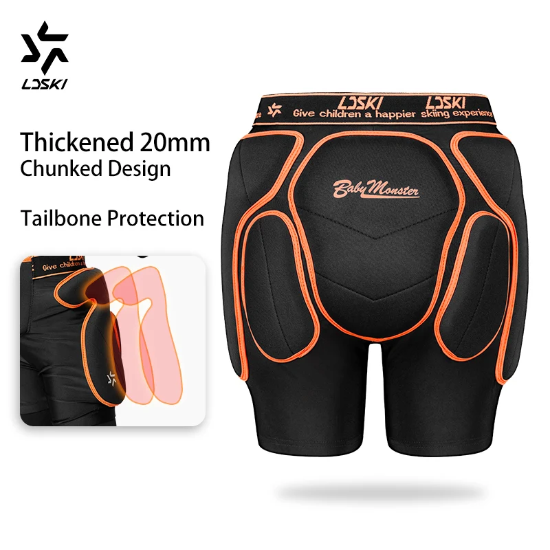 LDSKI Spodenki narciarskie ochraniacze na kolana dzieci trójwarstwowa ochrona przed biodrami Snowboard Butt Protective Tailbone spodnie ochronne