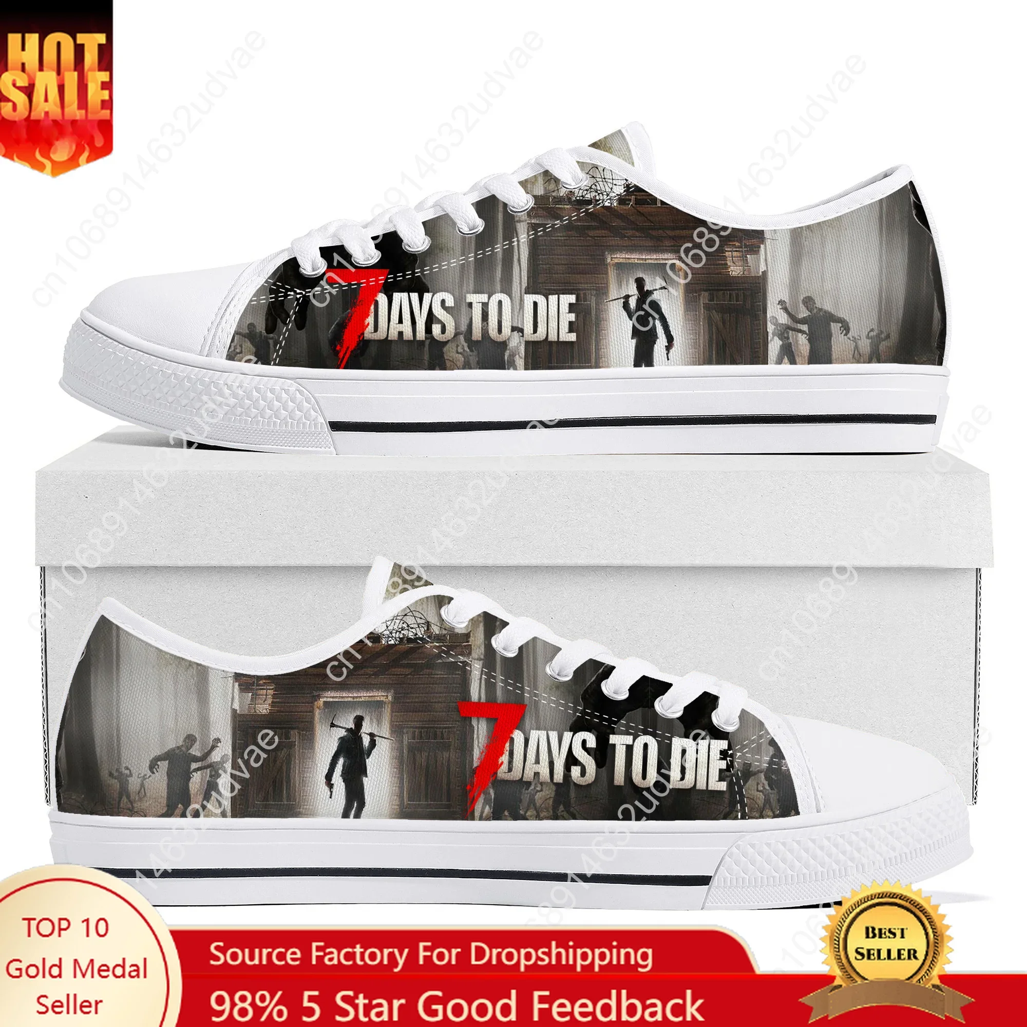 

7 Days to Die Sneakers Low Top Shoes Men Women Teenager Canvas High Quality Sneaker Custom Made Shoes Customize Shoe White