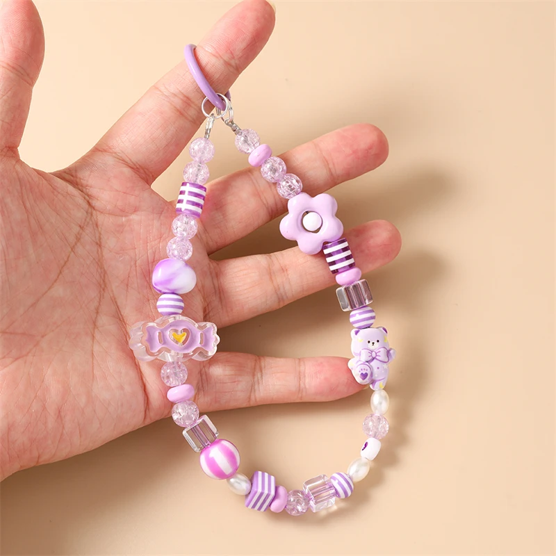 Modischer, handgefertigter, bunter Perlen-Schlüsselanhänger mit Schleifen- und Blumenmotiven, Schokoladen-Schlüsselringe für Damen und Herren, Handtaschen- und Geldbörsenschlüsselanhänger, DIY-Geschenk – Detail 2