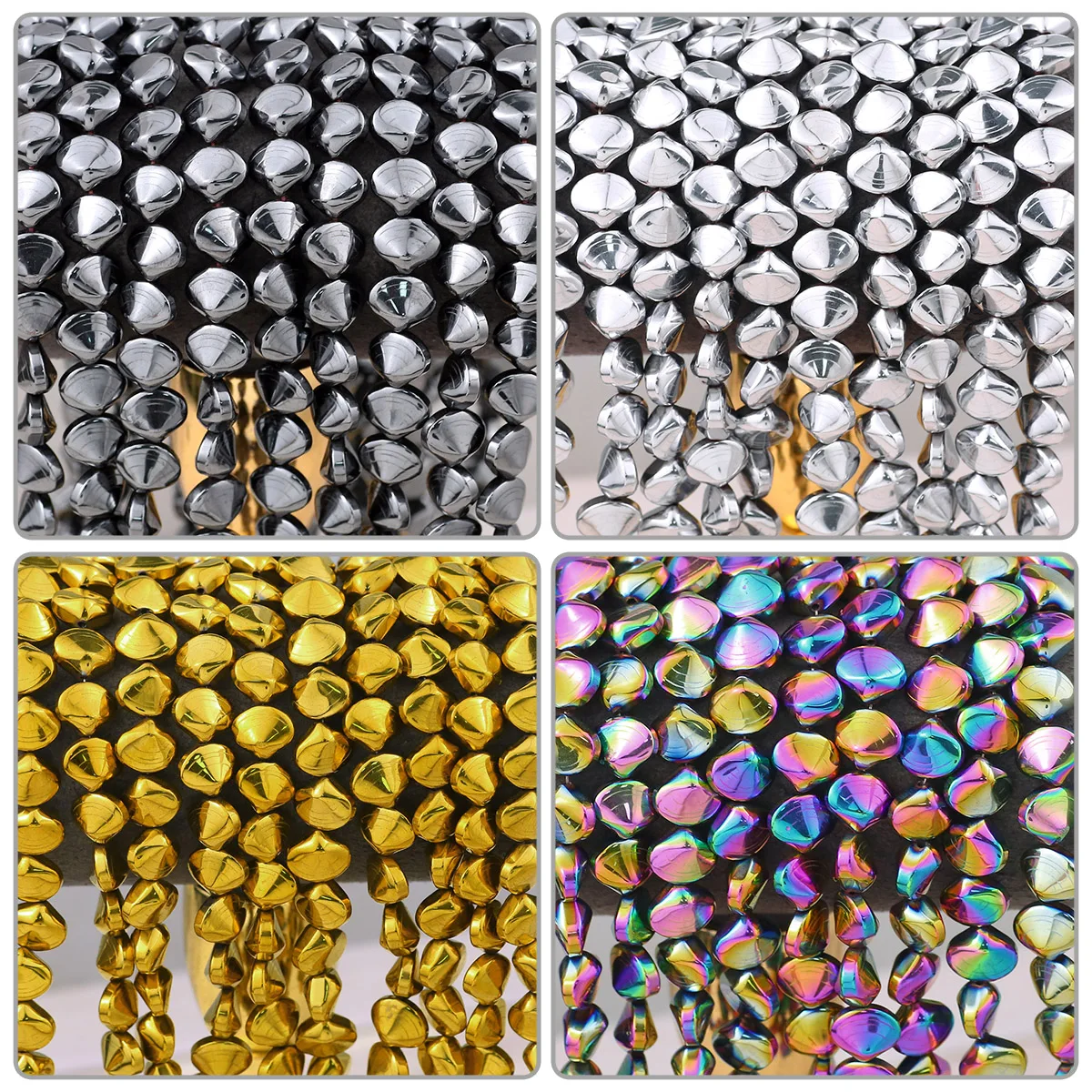 10mm Multicolor Plated Hematite River Clam Shell Spacer Rainbow/Gold/White K/Natural Color DIY Bracelet Necklace Jewelry Making