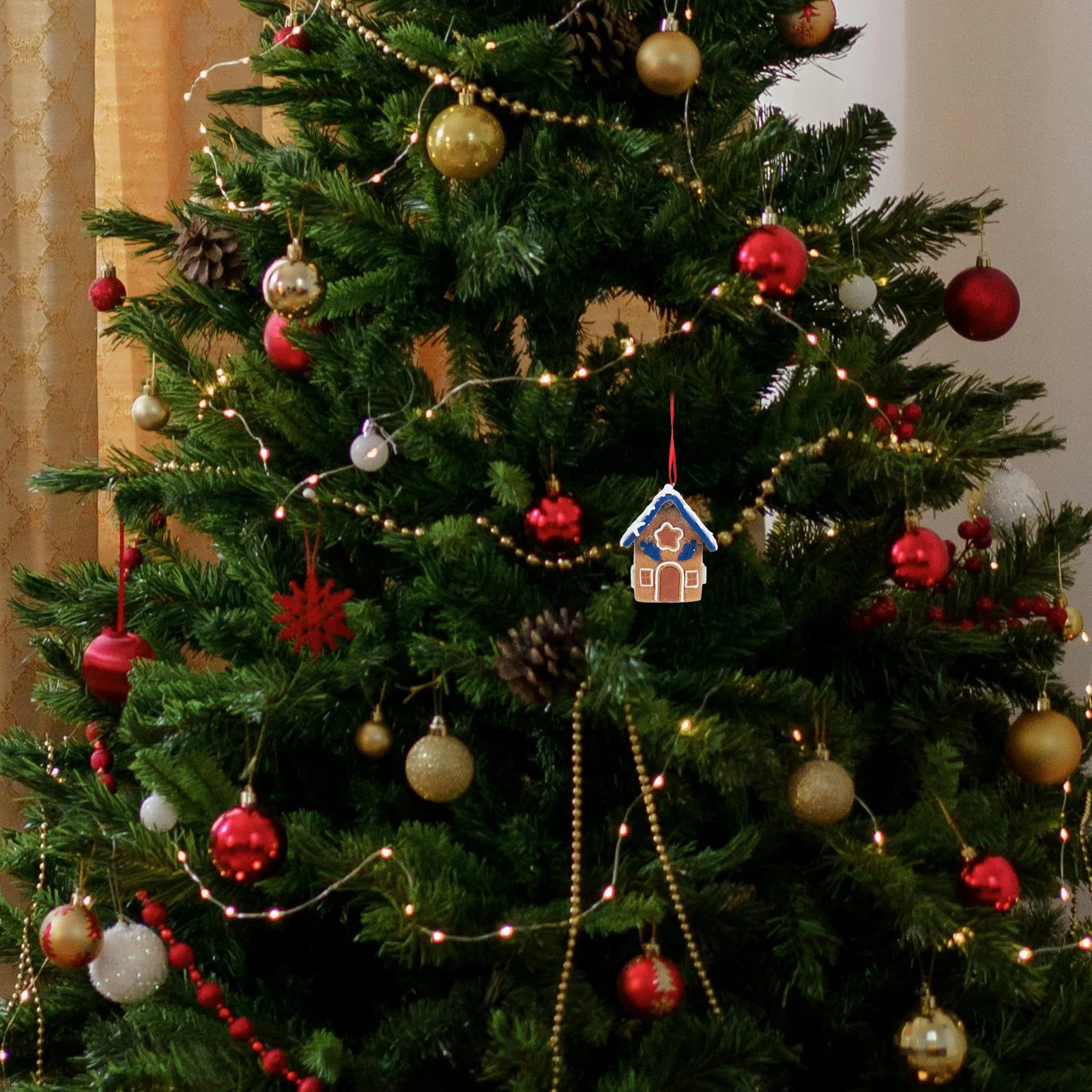 

Decorative Christmas House Xmas Miniature House Longlasting Festive Charm Detailed Craftsmanship Bright Colors Easy to Match