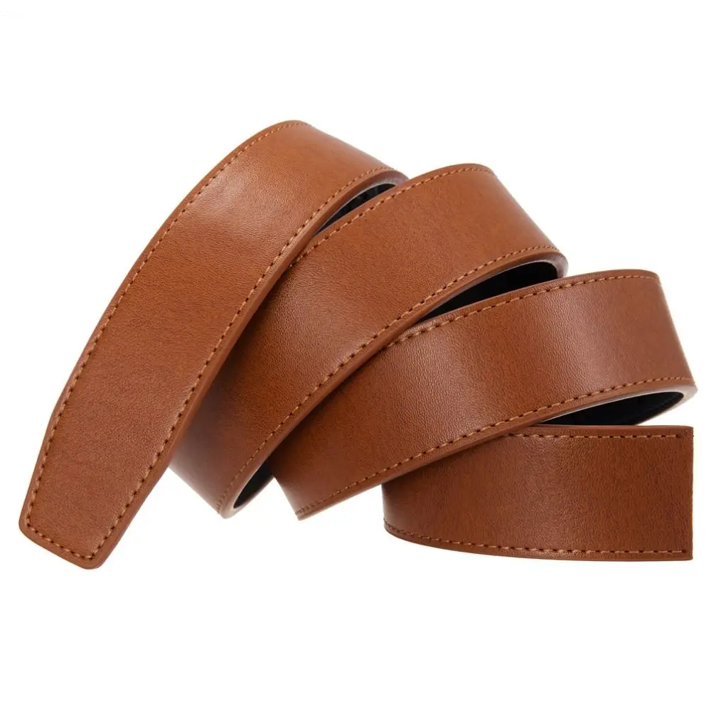 Durable 3.5cm Width Genuine Leather Belt Craft DIY Cowhide No Buckle Belt Replacement Automatic Buckle Band Body