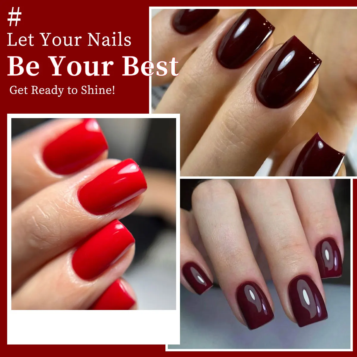 Hassleless 9-Piece Red Nail Polish Set, Presented in a Bow-Shaped Glass Bottle, Creates a Natural, Healthy Red Nail Polish. Quic