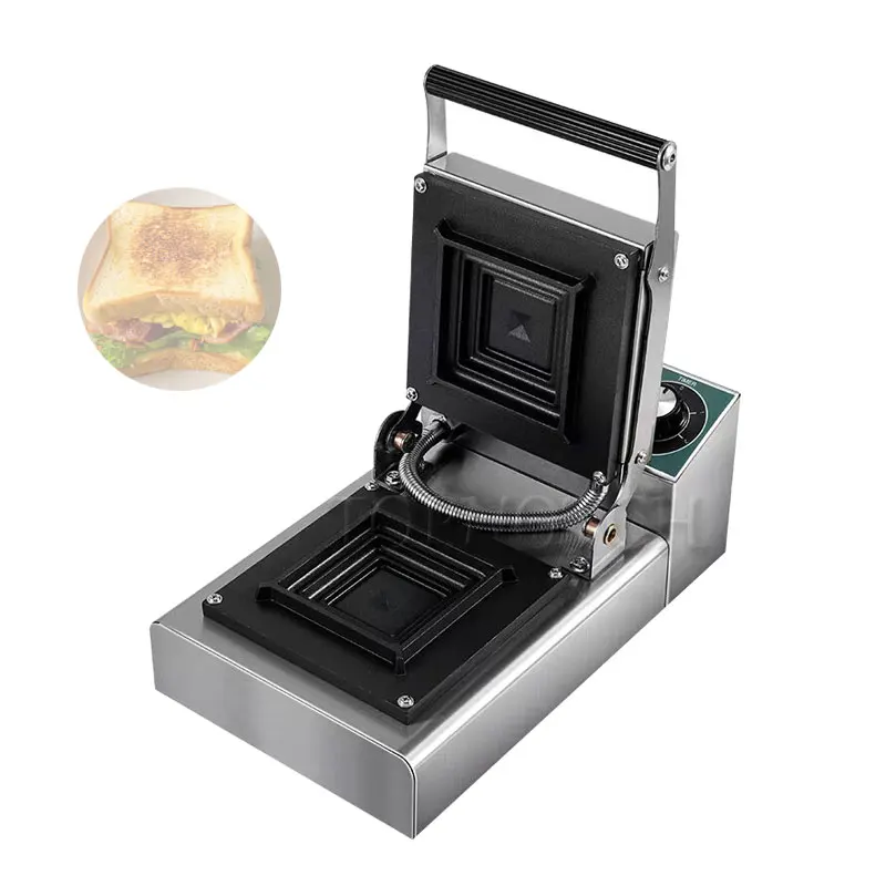 Mesin pembuat Sandwich elektrik 110V 220V, Penggunaan dapur baja tahan karat plat lapisan anti lengket, mesin memasak Sandwich elektrik