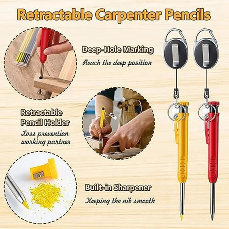 Mechanical Woodworking Pencil With Retractable Stand, Great For Woodworking Architects