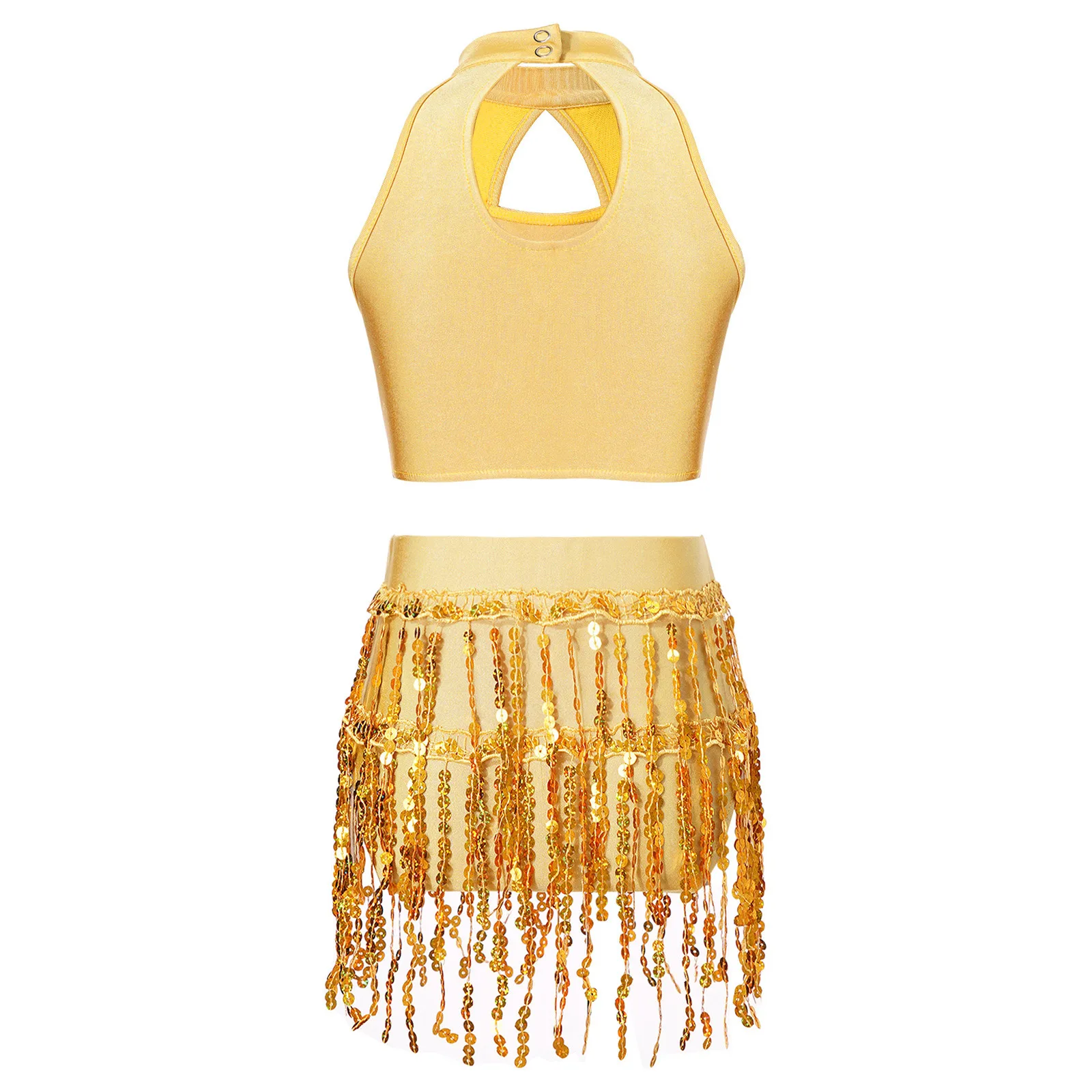 Children Sequins Tassels Jazz Latin Dance Costumes Kids Girls Outfit Two Piece Set For Rumba Chacha Samba Performance Dancewear