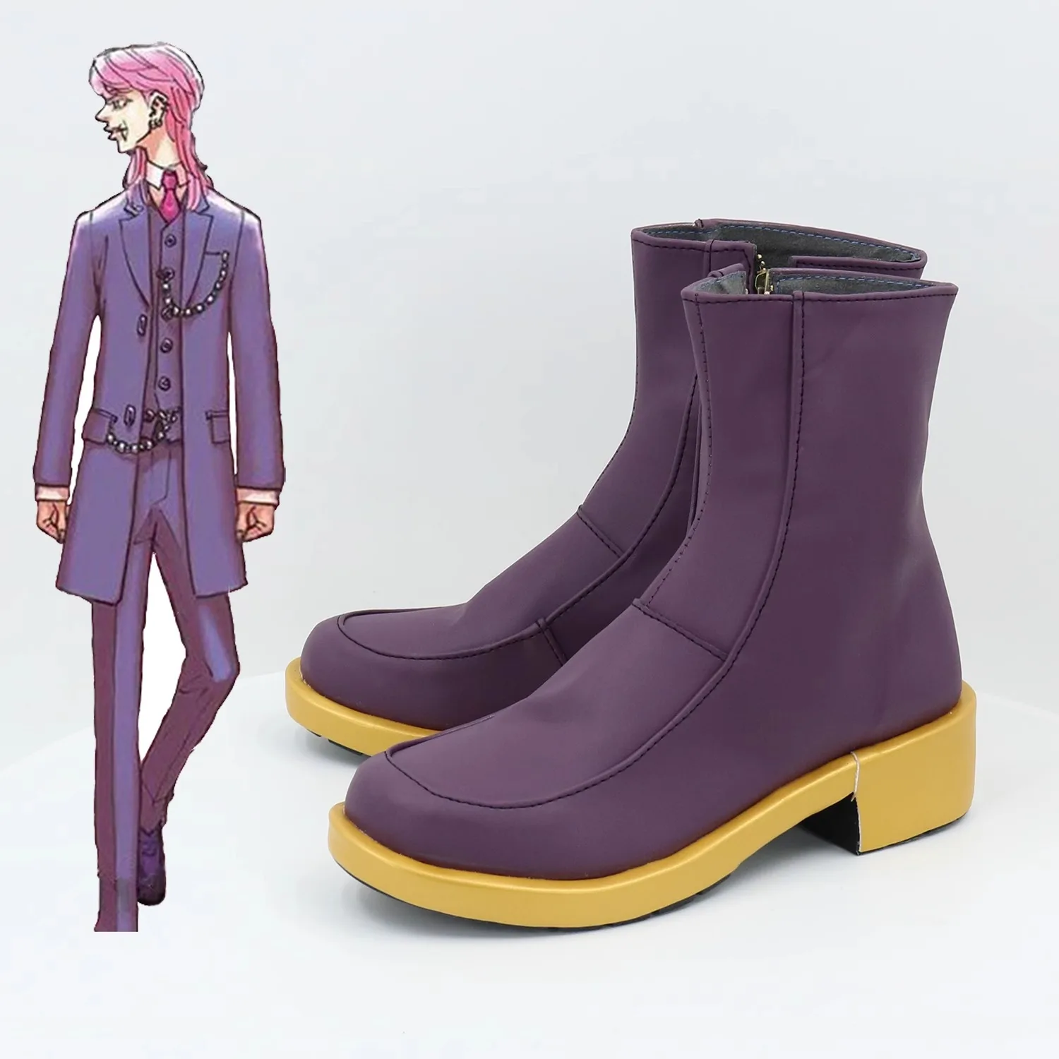 

Tokyo Revengers Haruchiyo Sanzu Cosplay Shoes Purple Handmade Faux Leather Boots Costume Shoes
