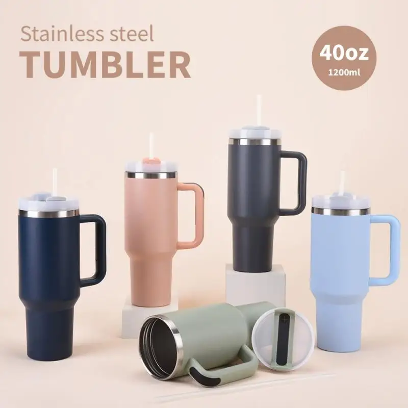 

New 1200ml Insulated Cup Car Cup Ice King Cup Stainless Steel Vacuum Insulated Cold Cup Car Handle Insulated Cup