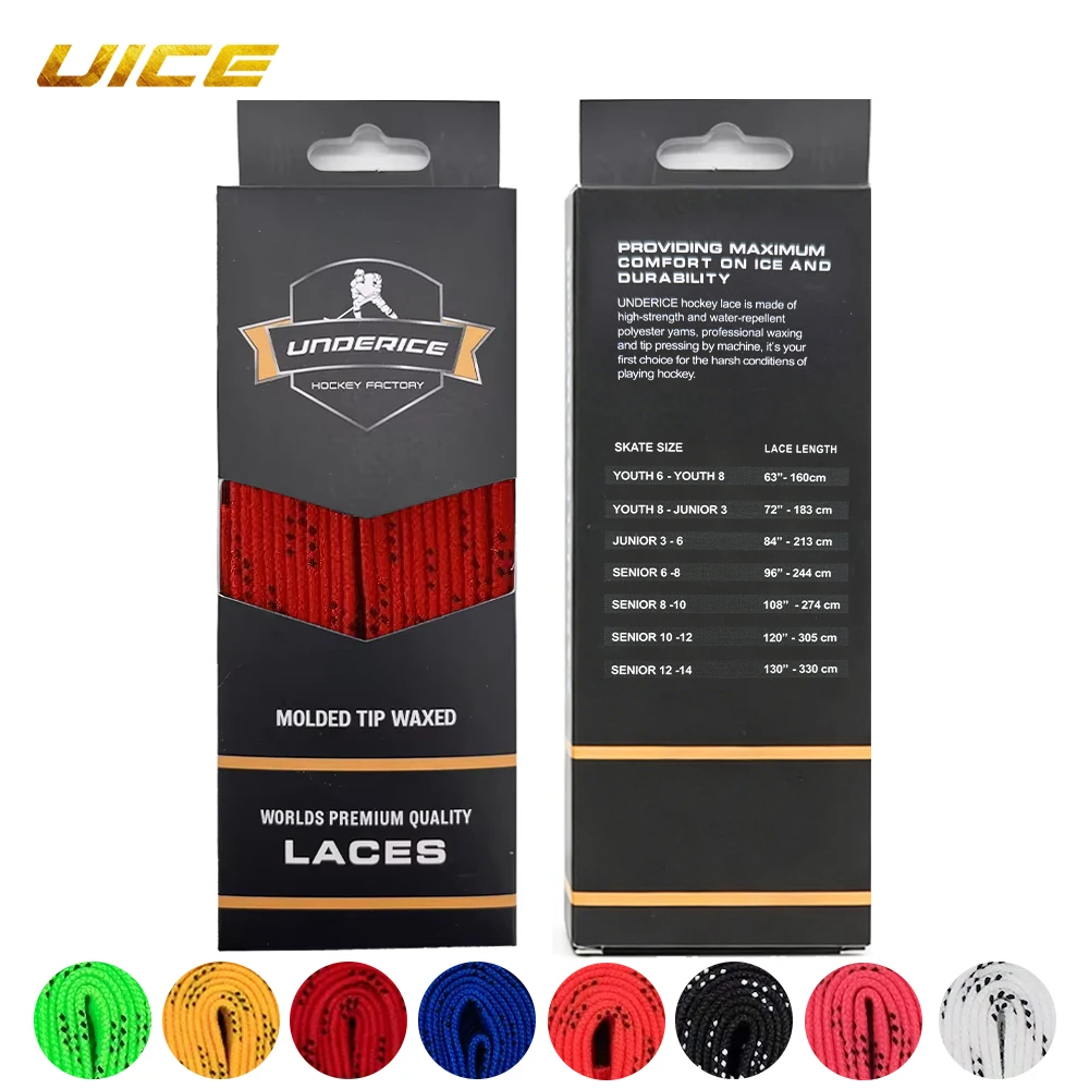 UICE Ice Hockey Skate Laces 9 Colors Hockey Skate Shoe Lacer Dual Layer Braid 84-120inch Box-Packed Hockey Accessories