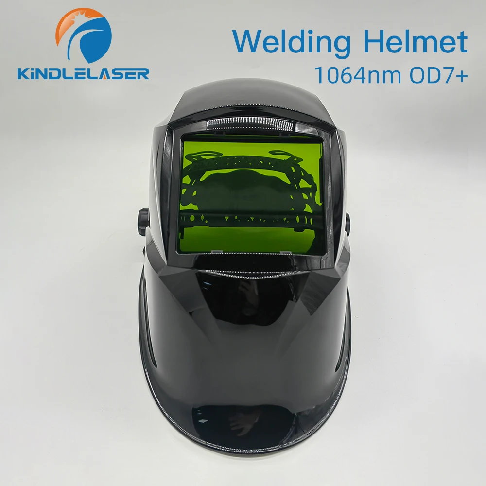 KINDLELASER 90*110mm Laser Safety Helmet VLT 34% Welding Helmet OD7+ 900-1100nm Soldering Mask for Fiber Laser Marking Cutting