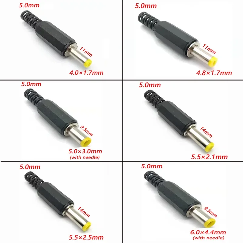 COMPSON 5/10pcs DC Power Plug 6.0×4.4 5.0×3.0 5.5*2.5 5.5*2.1 4.8*1.7 4.0*1.7mm Male  Connectors.