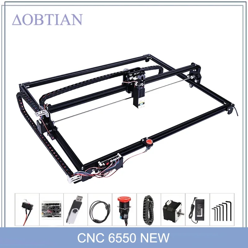 New CNC 6550 black 2-Axis Engraving Machine Work Area 65*50cm 20w Laser Engraver With Emergency Stop For Cut Wood MDF