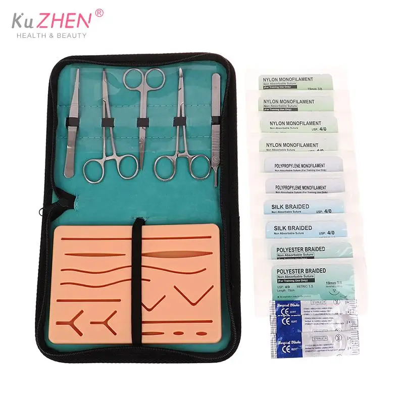 1set Reusable Surgical Medical Practice Traumatic Simulation Wounds Training Teaching Model Suture Pad Silicone Fake Skin Suture