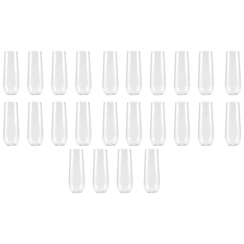 24 Stemless Plastic Champagne Flutes - 9 Oz Plastic Champagne Glasses Clear Unbreakable Toasting Glasses Disposable For Wedding