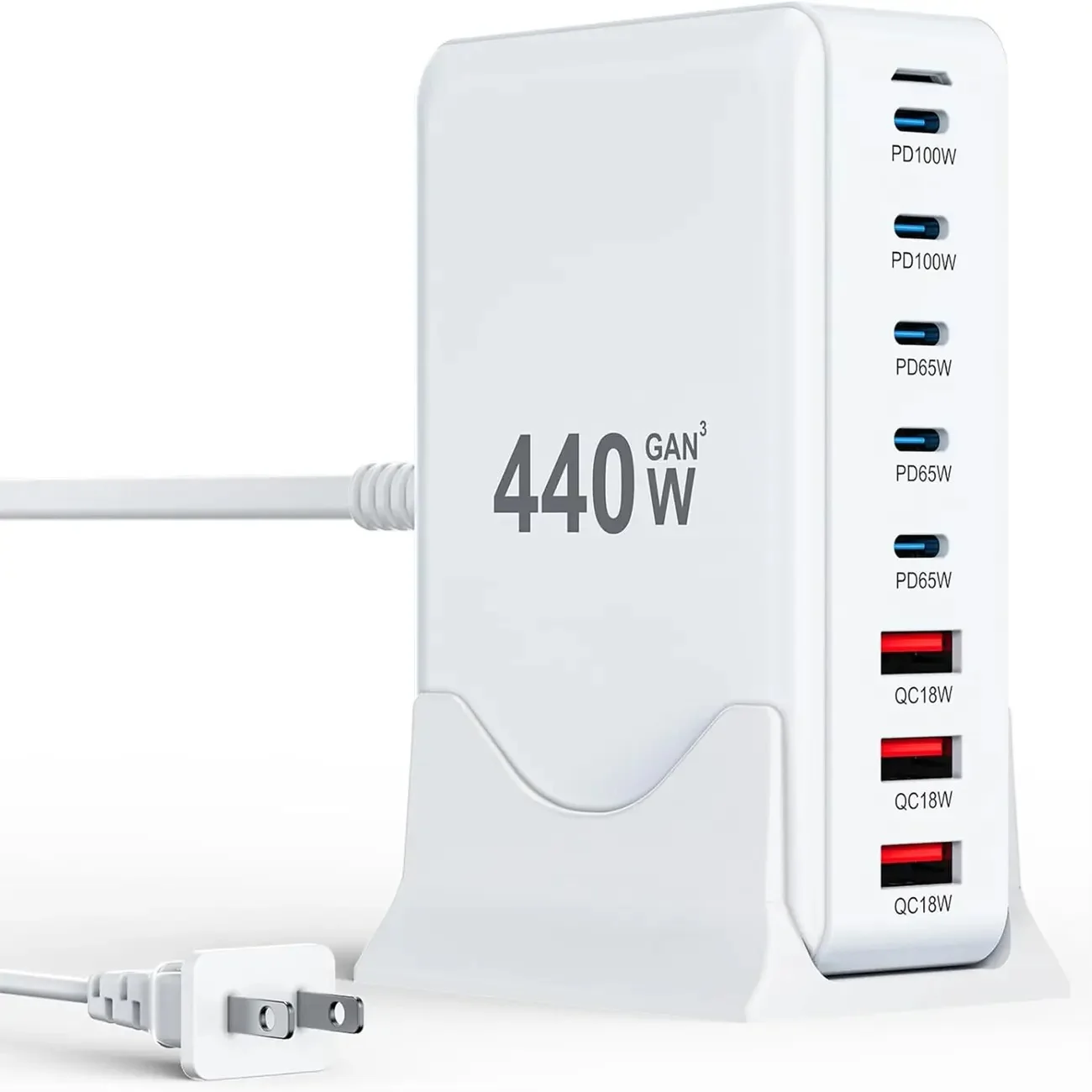 440W Gallium nitride PD Desktop charger Cross-border New 440W charger 440W multi-function PD adapter