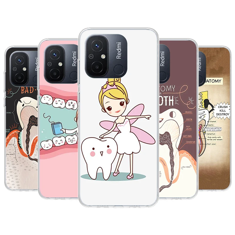 Wisdom Teeth Dentist Tooth Phone Case For Xiaomi Redmi 12 12C 10 10C 10A 9T 9C 9A 9 8 8A 7 7A 6 6A K70 K60 K20 K30 K40 Pro S2 Fu