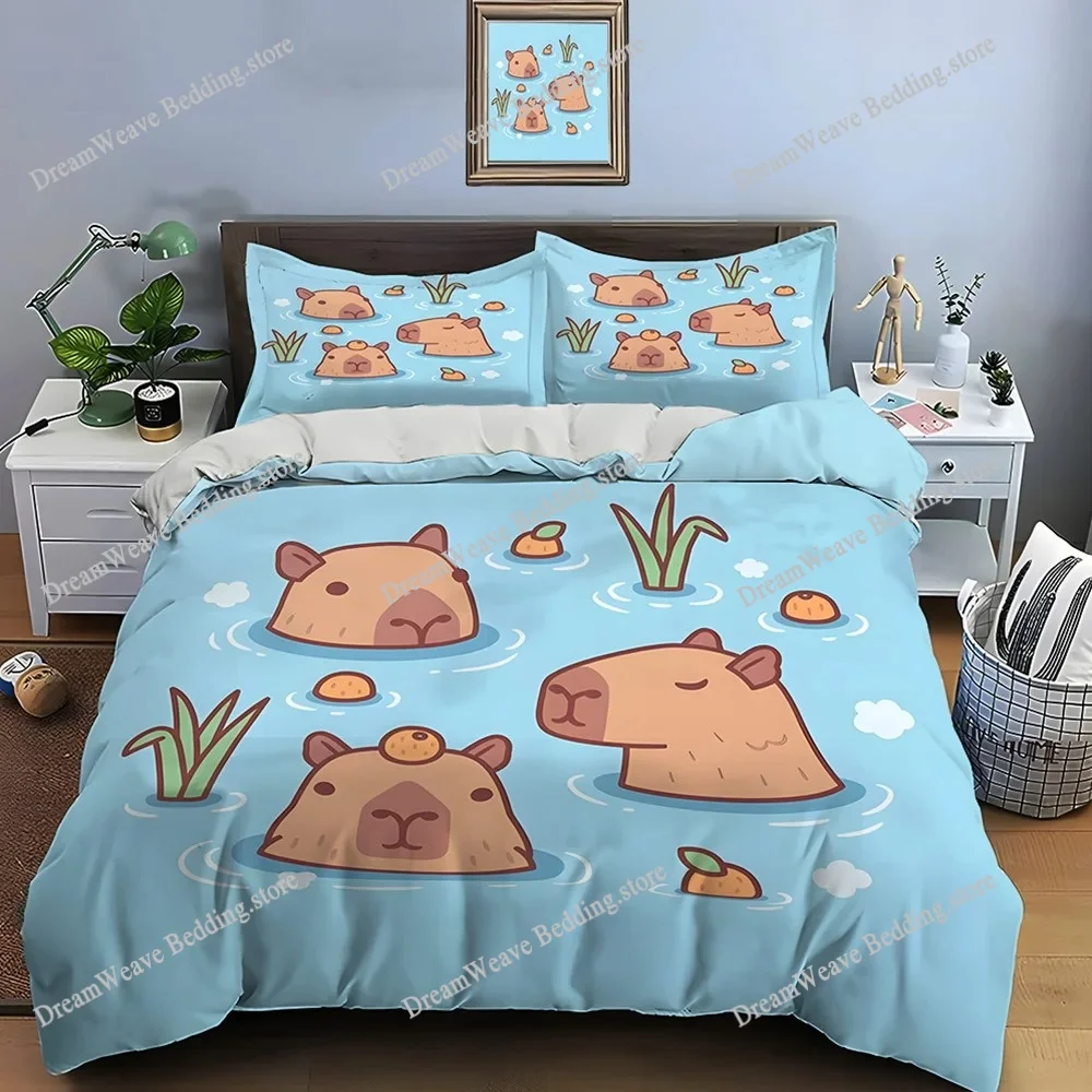 

New Cute Cartoon Capybara Print Bedding Set Duvet Cover Adult and Children Bedding Set Luxury Gifts Home Textileextile
