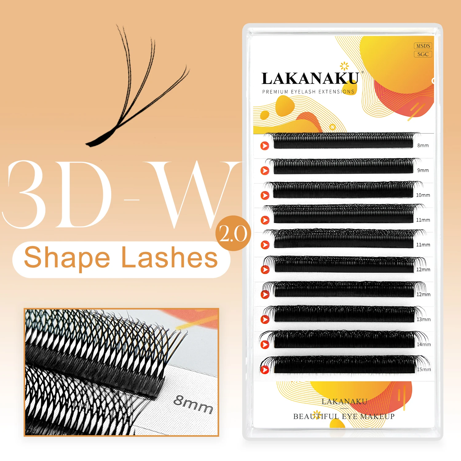 LAKANAKU 50 Casees Cilios 6D W Eyelashes Extension Lash Kit Fans Cilios Double Layer 3D Pestañas Premade Fan Eyelash Extensions