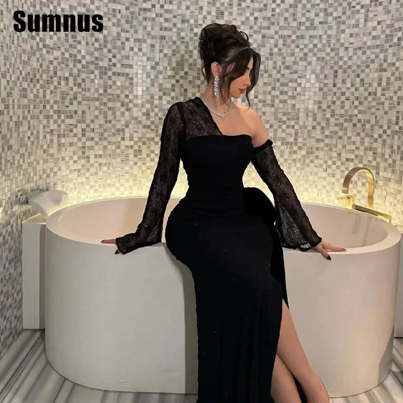 

Sumnus Simple Black Mermaid Prom Dress One Shoulder Sleeveless Party Dresses Floor Length Formal Gowns 2025 Women Customized