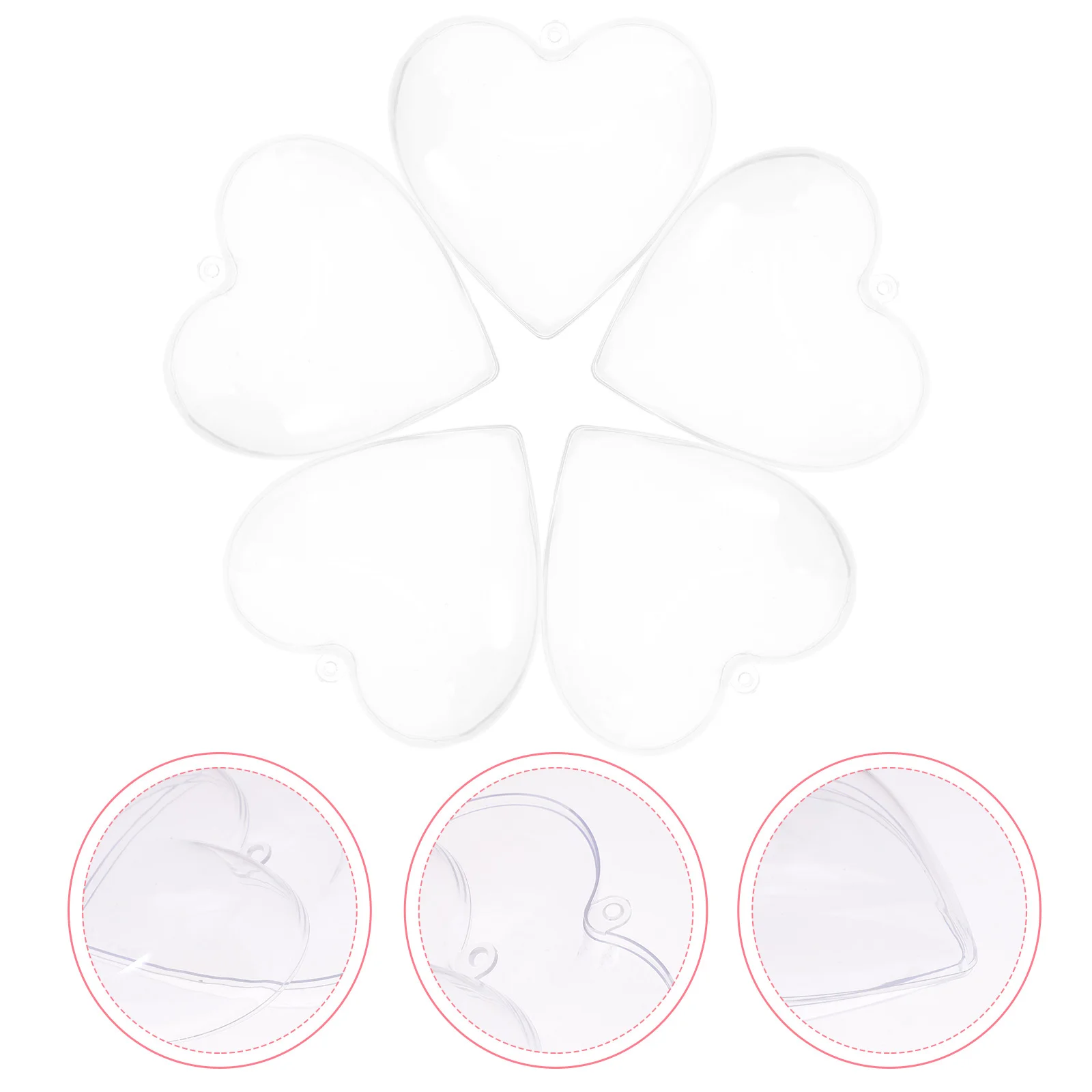 

5Pcs Transparent Clear Heart Shaped Candy Boxes Plastic Fillable Ornaments for Wedding Xmas Party Decoration Wedding Decoration