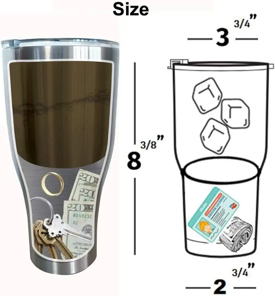 Stainless Steel Coffee Mug Tumbler Diversion Safe Water Bottle Stash Box Hidden Bottom Storage