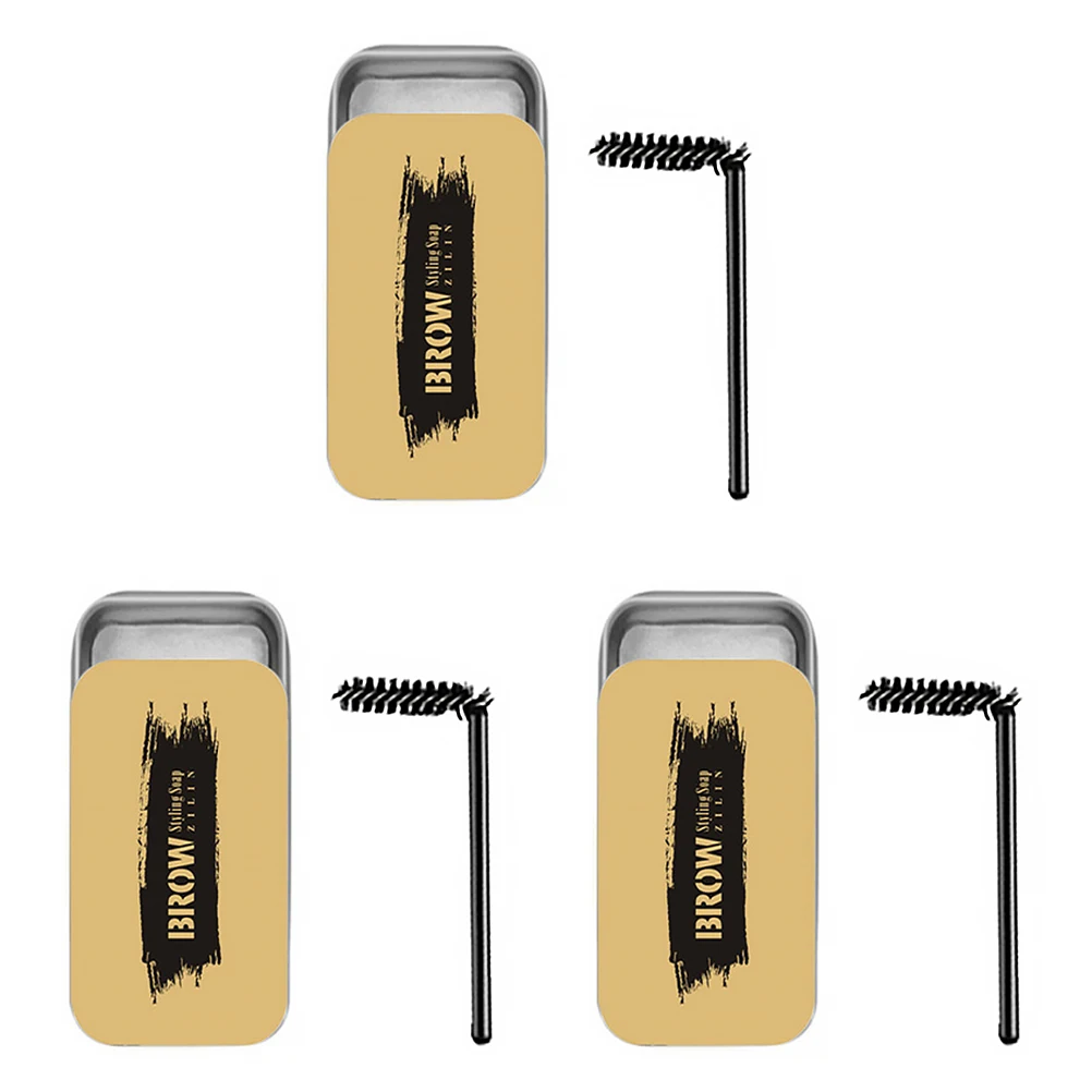 

3 set 3 Sets Eyebrow Makeup Kit Shaping Gel Setting Cream Brush Angled Design Longwear Non Irritating Uniform Texture