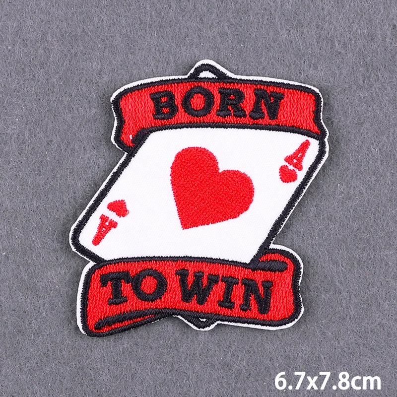 Born To Win Embroidered Patch DIY Hourglass & Horror Skull Iron On Patches For Clothing Thermoadhesive Patches On Clothes