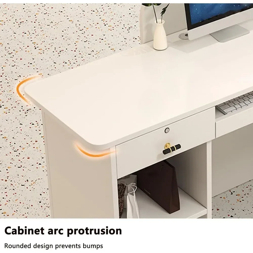 Reception Desk,Modern Retail Counter, Front Counter Desk with Lockable Drawers, Stations Table Front Reception,Beauty Salon Desk