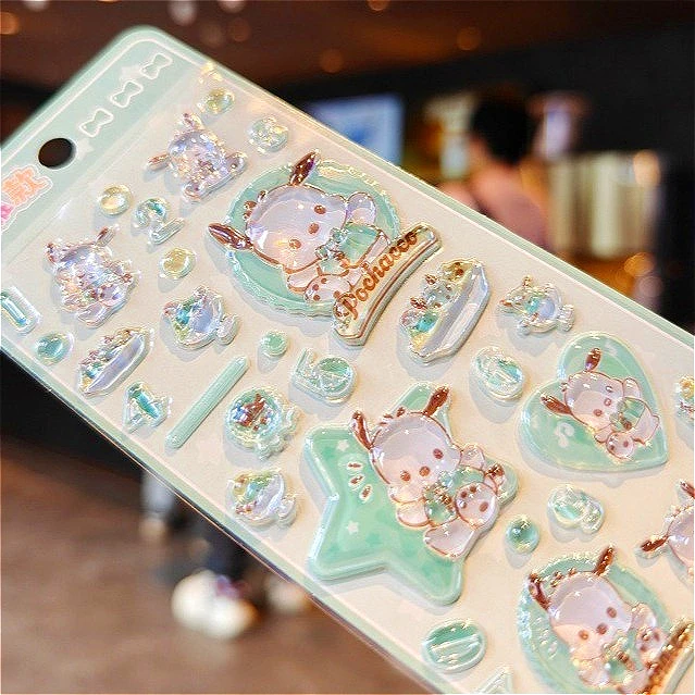 Kawaii Cinnamoroll Kuromi My Melody 3D Bonbon Drop pegatinas Linda funda de teléfono decoración de ordenador portátil pegatina suministros de papelería escolar