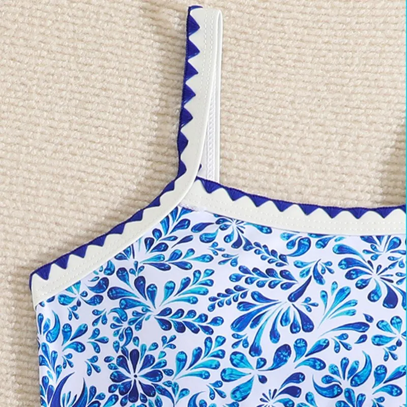 Costume da bagno per bambini in due pezzi Costumi da bagno per bambini 8-12 anni Costume da bagno per adolescenti Abbigliamento da spiaggia blu per ragazze