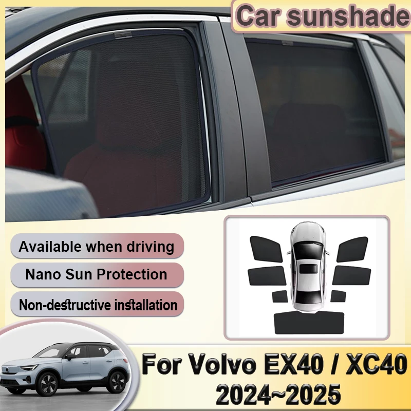 

Car Mesh Sunshade For Volvo EX40 2024 2025 XC40 Recharge Rear Side Windshield Shade Window Protection Curtain Auto Accessories