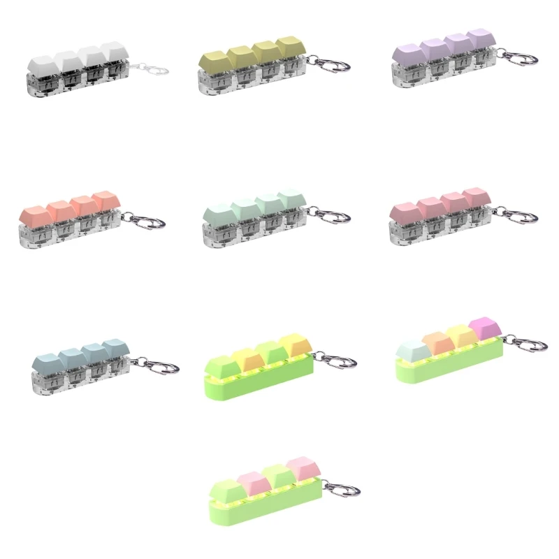 4 Button Keyboard Keychain Environmental Friendly Stress Relief Toy Suitable for Key Bags and Backpacks Treasure Box