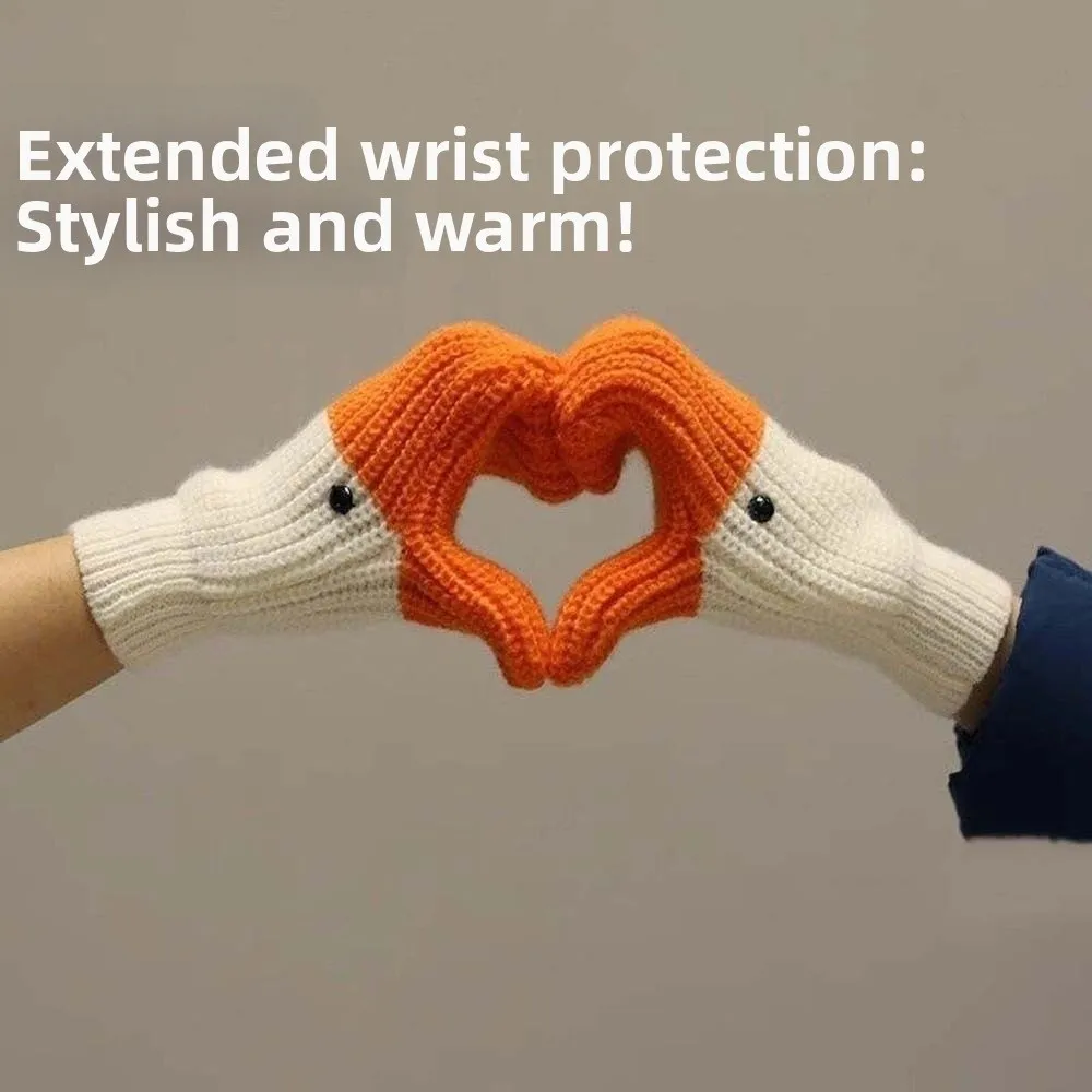 

Creative Orange Cartoon Goose Gloves Windproof Thickened Winter Knitted Gloves Warmer Polyester Anti-cold Mittens Women