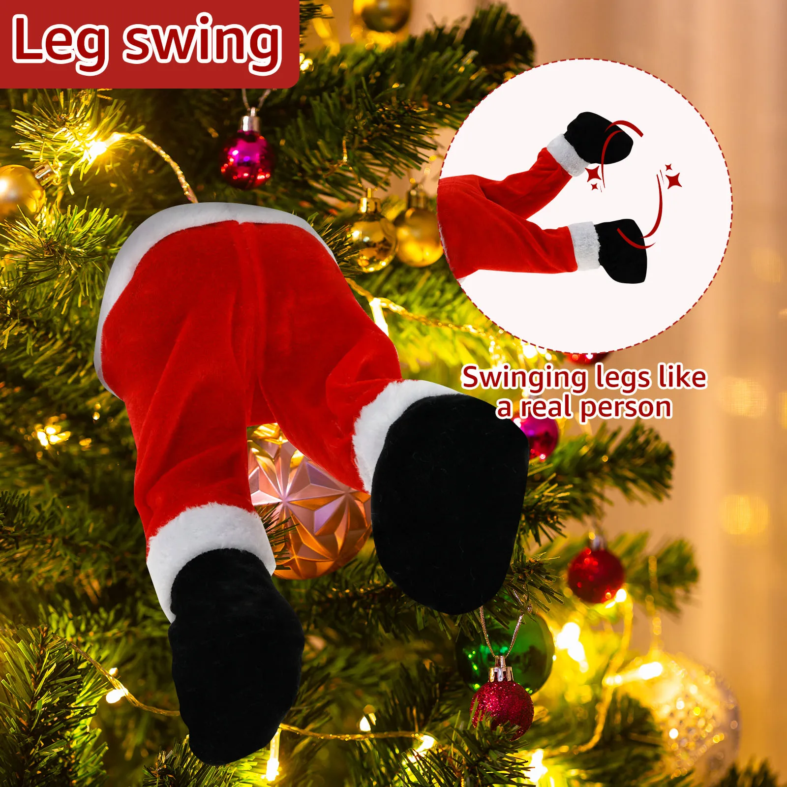 Christmas Fake Leg Decorative Animated Santa Kicking Legs Santa Claus Legs Adjustable Christmas Kickers Decor Fake Leg for Party