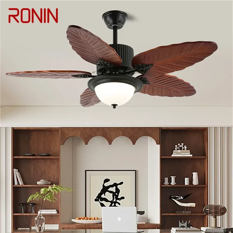 RONIN European Luxury LED Fan Light American Retro Living Room Restaurant camera da letto ventilatore da soffitto luce ventilatore elettrico a distanza